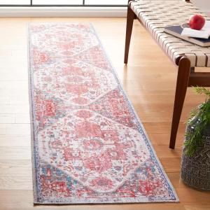 SAFAVIEH Washable Rug Serapi Collection – 4′ x 6′, Rust & Blue, Slip Resistant & Easy to Clean, Ideal for Foyer, Kitchen, Nursery, Office, Bedroom (SEP553P)(Rust/Blue)