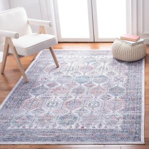 SAFAVIEH Washable Rug Serapi Collection – 5’3″ x 8′, Ivory & Rust, Slip Resistant & Easy to Clean, Ideal for Living Room, Bedroom, Dining Space (SEP520A)(Ivory/Rust)