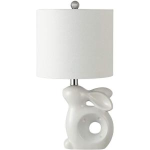 Safavieh Kids Lighting Collection Ruby Rabbit Grey Ceramic 19-inch Bedroom Living Room Home Office Desk Nightstand Table Lamp (LED Bulb Included)(White)