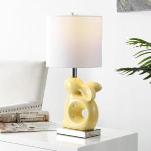 Safavieh Kids Lighting Collection Ruby Rabbit Grey Ceramic 19-inch Bedroom Living Room Home Office Desk Nightstand Table Lamp (LED Bulb Included)(Yellow)