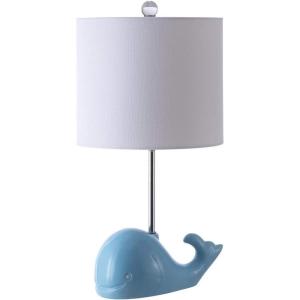 Safavieh Kids Lighting Collection Walter Whale Light Grey Ceramic 19-inch Bedroom Living Room Home Office Desk Nightstand Table Lamp (LED Bulb Included)(Blue)