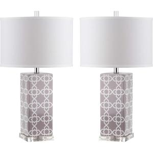 Safavieh Lighting Collection Quatrefoil Yellow Table Lamp, Set of 2(Grey – Set of 2)