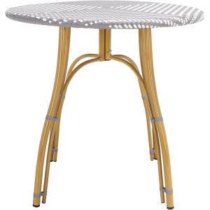 Safavieh PAT4011B Outdoor Collection Kylie Grey and White Rattan Bistro Table(Grey / White)