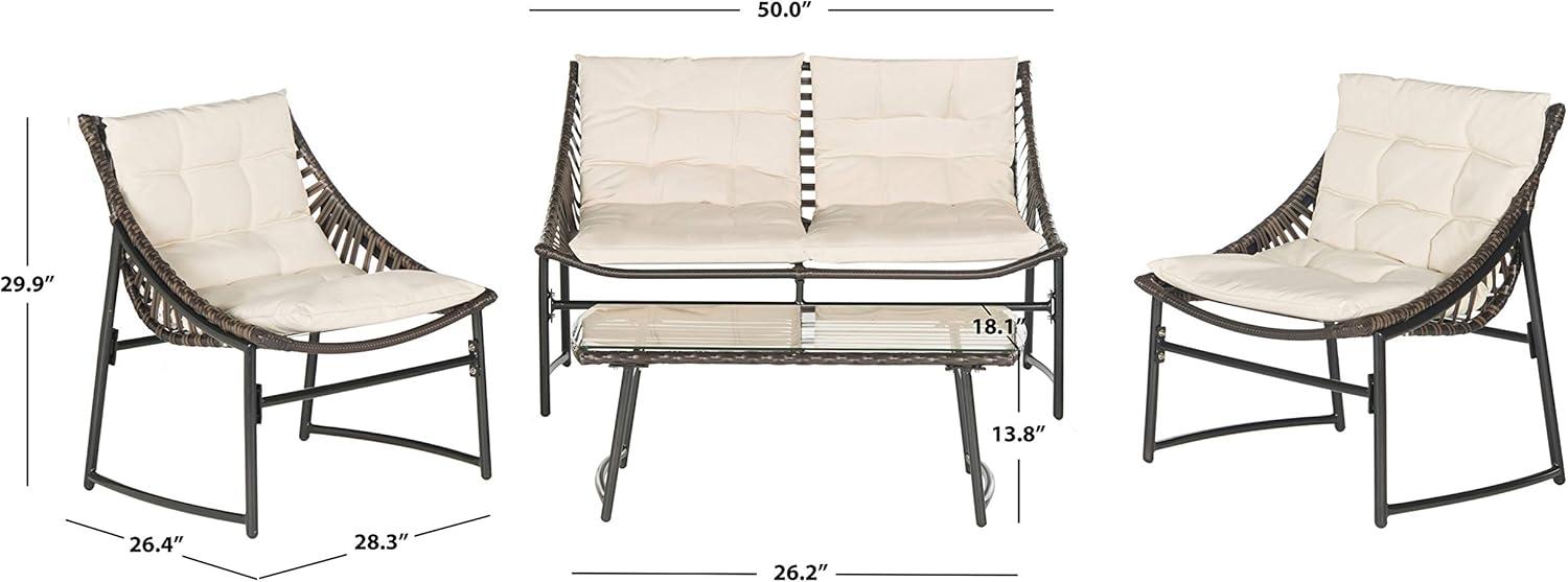 image:imageSAFAVIEH 4Piece Outdoor Collection Berkane Patio SetBrown Beige