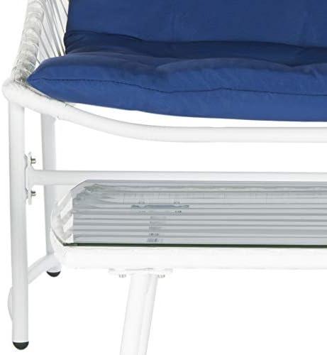 image:imageSAFAVIEH 4Piece Outdoor Collection Berkane Patio SetWhite Navy