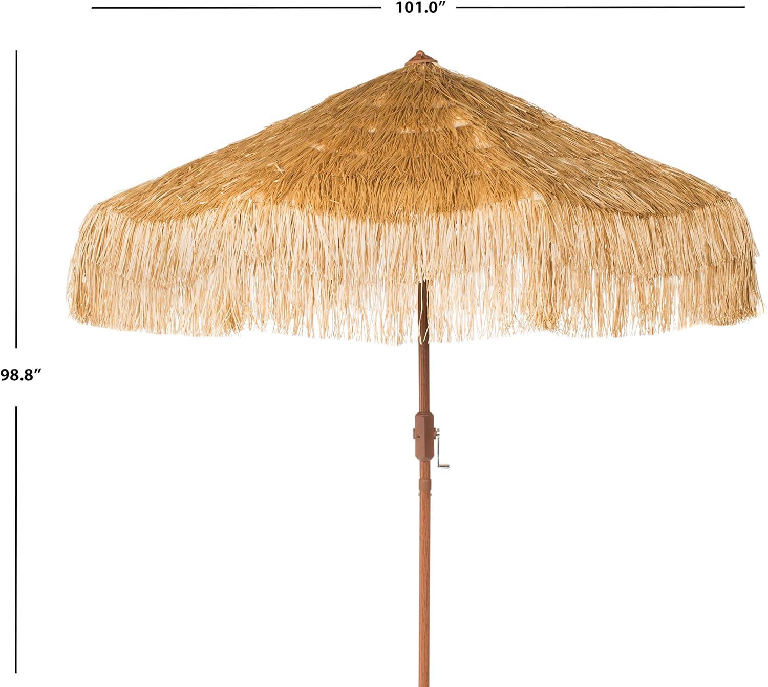 image:imageSAFAVIEH 9ft Outdoor Patio Umbrella Tiki Collection Tan Crank UV Resistant for Deck Backyard Pool PAT8012A