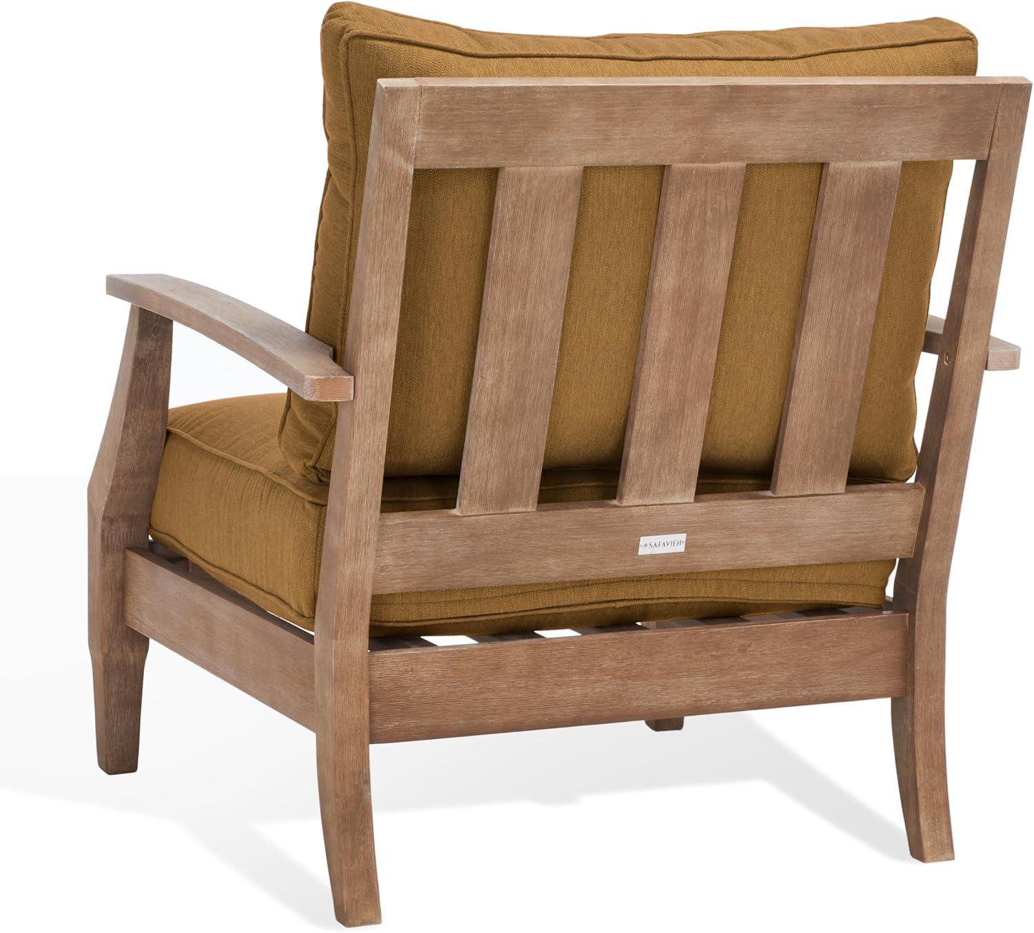 image:imageSAFAVIEH Couture Outdoor Collection Martinique NaturalDark Brown Cushion Solid Wood Patio Arm ChairNaturalBrown