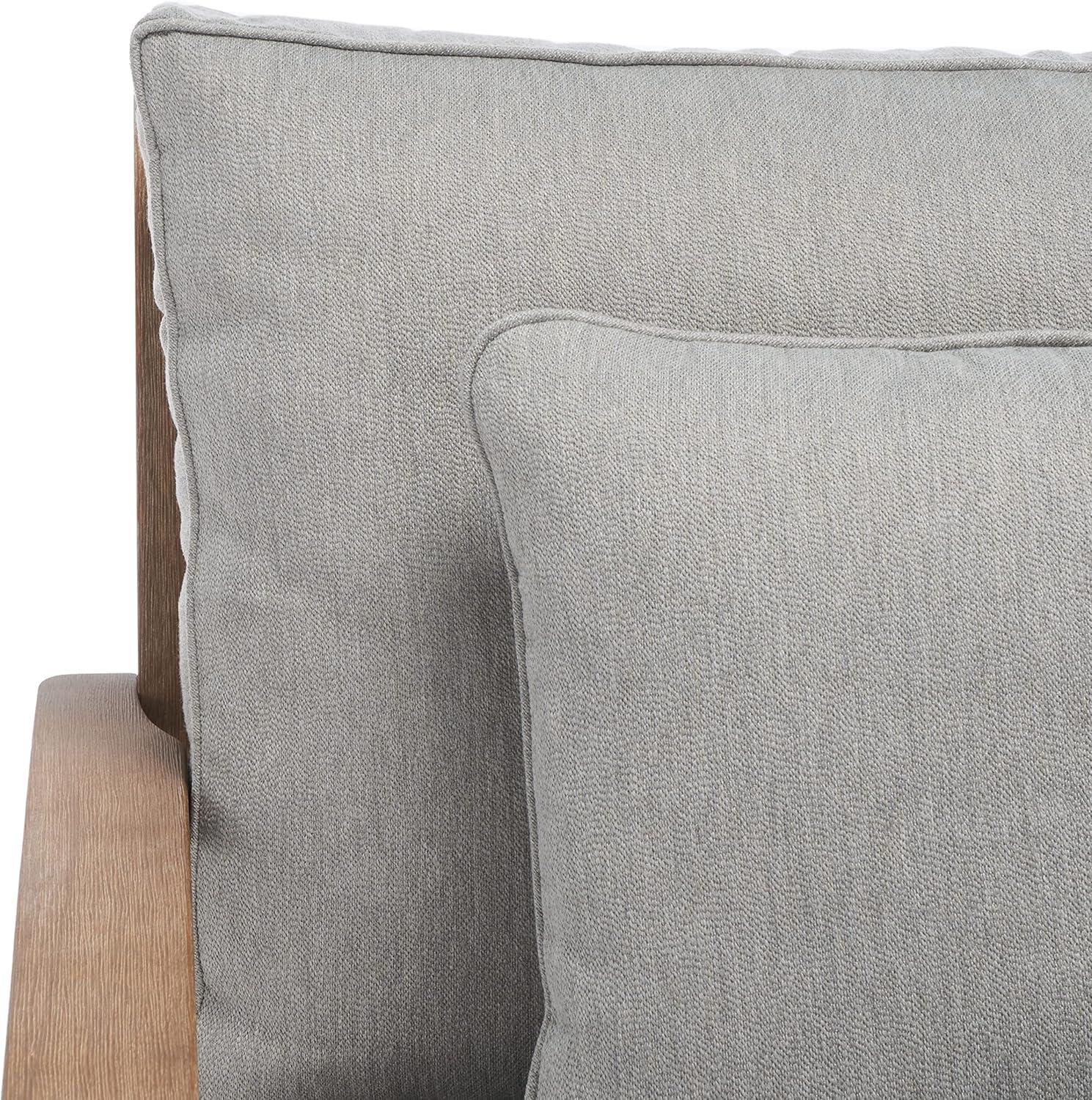 image:imageSAFAVIEH Couture Outdoor Collection Martinique NaturalDark Brown Cushion Solid Wood Patio Arm ChairNaturalGrey