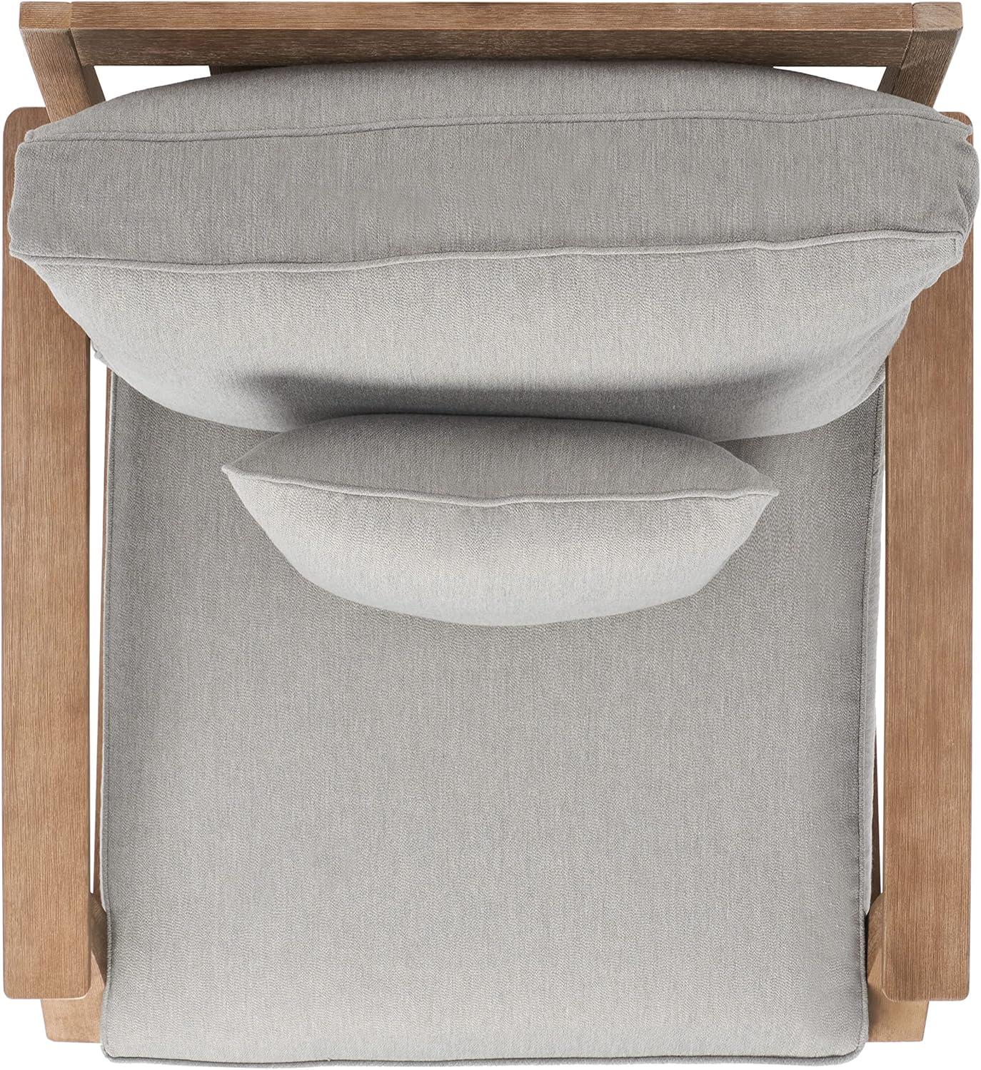 image:imageSAFAVIEH Couture Outdoor Collection Martinique NaturalDark Brown Cushion Solid Wood Patio Arm ChairNaturalGrey