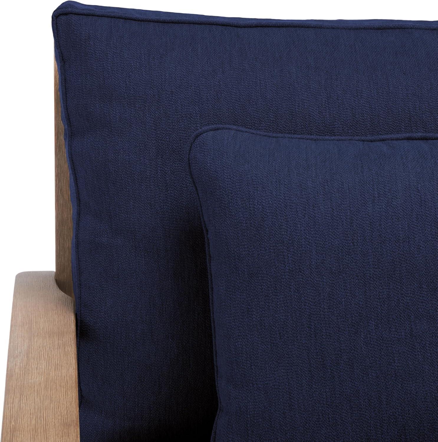 image:imageSAFAVIEH Couture Outdoor Collection Martinique NaturalDark Brown Cushion Solid Wood Patio Arm ChairNaturalNavy