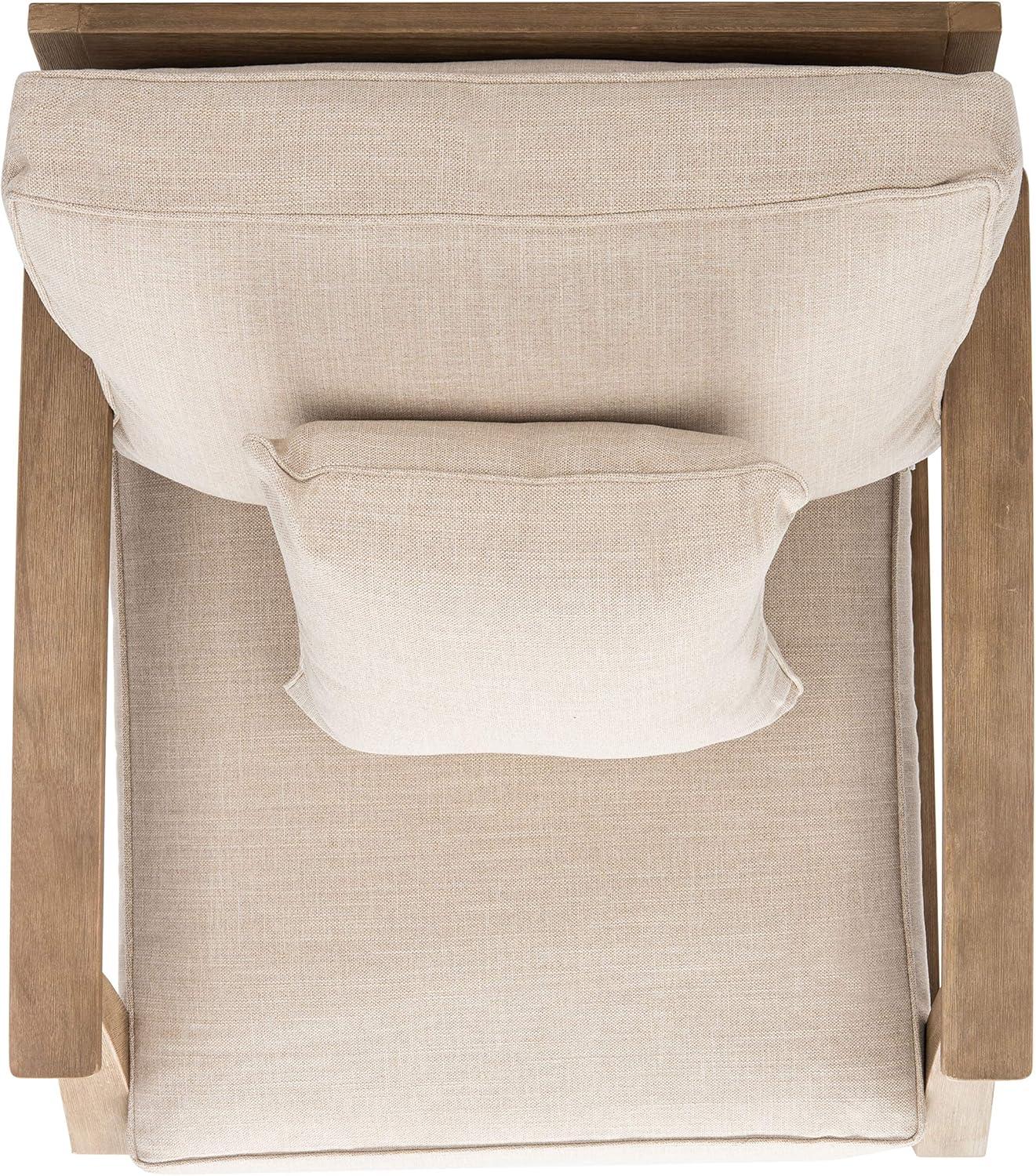 image:imageSAFAVIEH Couture Outdoor Collection Martinique NaturalDark Brown Cushion Solid Wood Patio Arm ChairNaturalWhite
