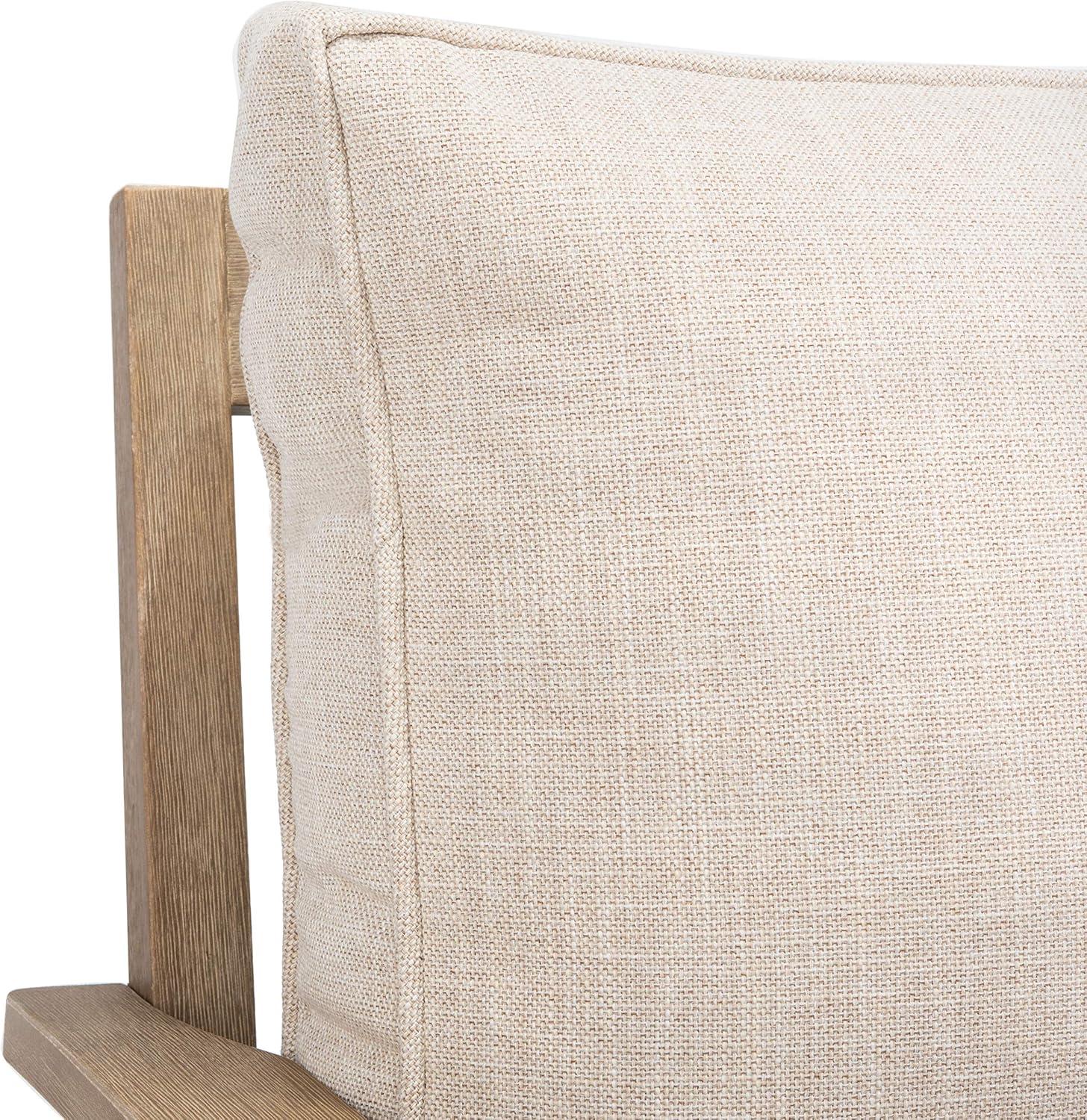 image:imageSAFAVIEH Couture Outdoor Collection Martinique NaturalDark Brown Cushion Solid Wood Patio Arm ChairNaturalWhite