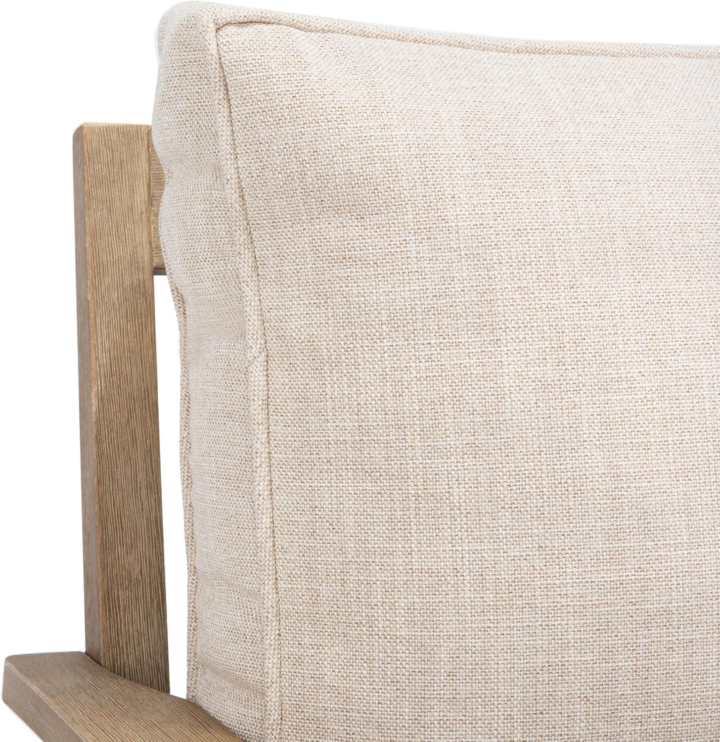 image:imageSAFAVIEH Couture Outdoor Collection Martinique NaturalDark Brown Cushion Solid Wood Patio Arm ChairNaturalWhite