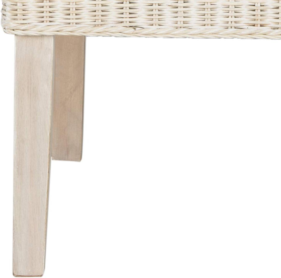 image:imageSAFAVIEH Home Collection Arjun Set of 2 Grey Wicker Dining Chairs Tall Back Dining Chairs with Pine Wood Legs for Kitchen or Dining Room SEA8013ASET2White Washed
