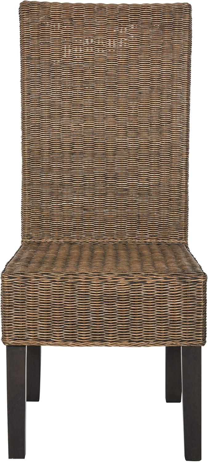 image:imageSAFAVIEH Home Collection Arjun Set of 2 Grey Wicker Dining Chairs Tall Back Dining Chairs with Pine Wood Legs for Kitchen or Dining Room SEA8013ASET2Brown Multi