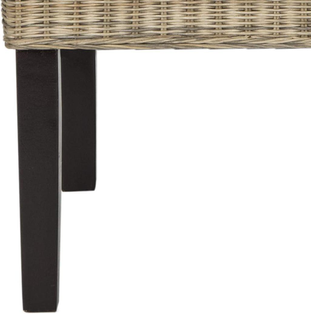image:imageSAFAVIEH Home Collection Arjun Set of 2 Grey Wicker Dining Chairs Tall Back Dining Chairs with Pine Wood Legs for Kitchen or Dining Room SEA8013ASET2Grey
