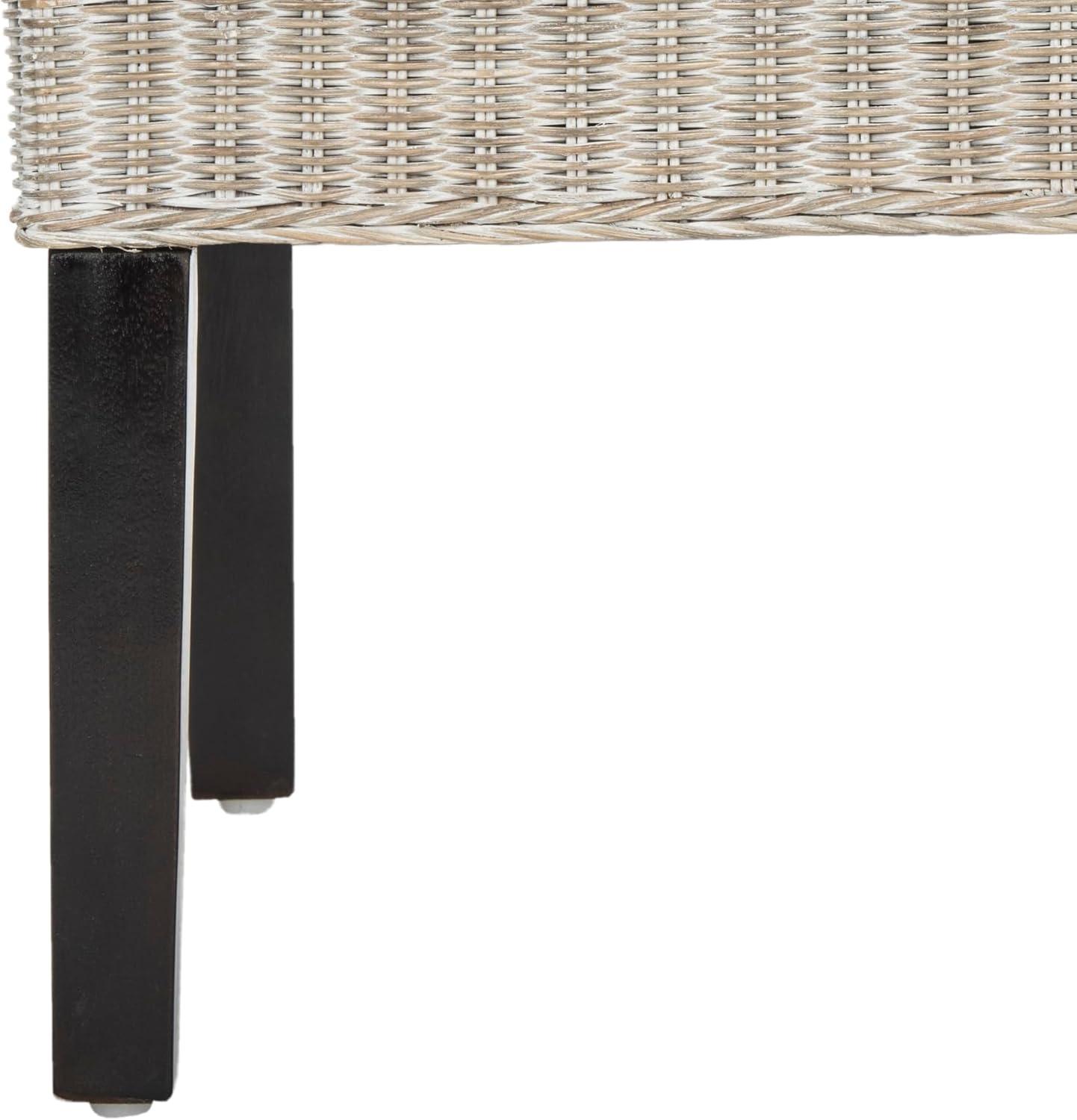 image:imageSAFAVIEH Home Collection Arjun Set of 2 Grey Wicker Dining Chairs Tall Back Dining Chairs with Pine Wood Legs for Kitchen or Dining Room SEA8013ASET2Antique Grey