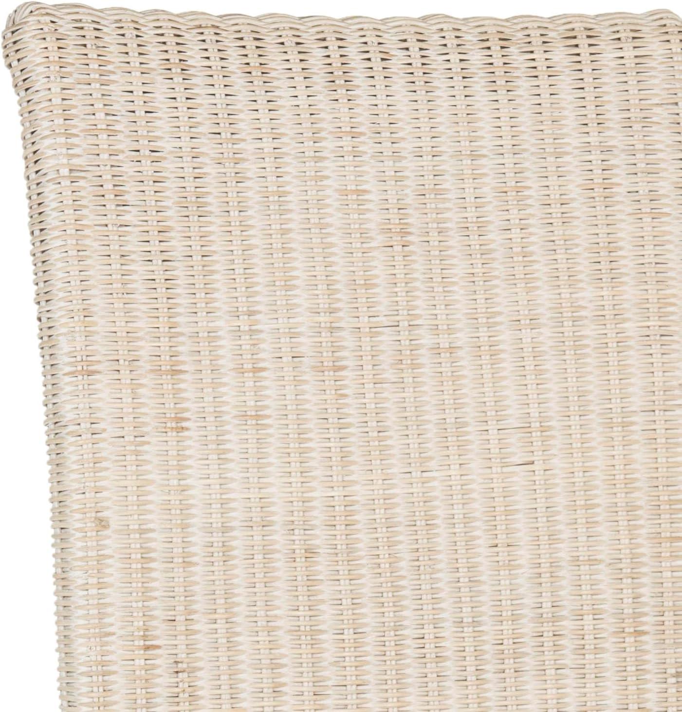 image:imageSAFAVIEH Home Collection Arjun Set of 2 Grey Wicker Dining Chairs Tall Back Dining Chairs with Pine Wood Legs for Kitchen or Dining Room SEA8013ASET2White Washed