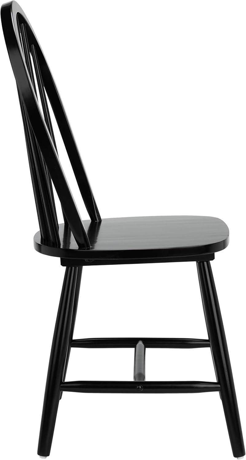 image:imageSAFAVIEH Home Collection Camden Set of 2 Black Windsor Farmhouse Dining Chairs Spindle Back Solid Wood Chairs Americana Style Seating DCH8501ASET2Black