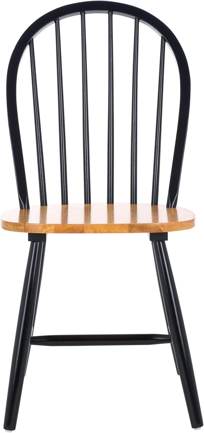 image:imageSAFAVIEH Home Collection Camden Set of 2 Natural amp Black Windsor Farmhouse Dining Chairs Oval Spindle Back Wood Chairs Americana Style Seating DCH8501GSET2