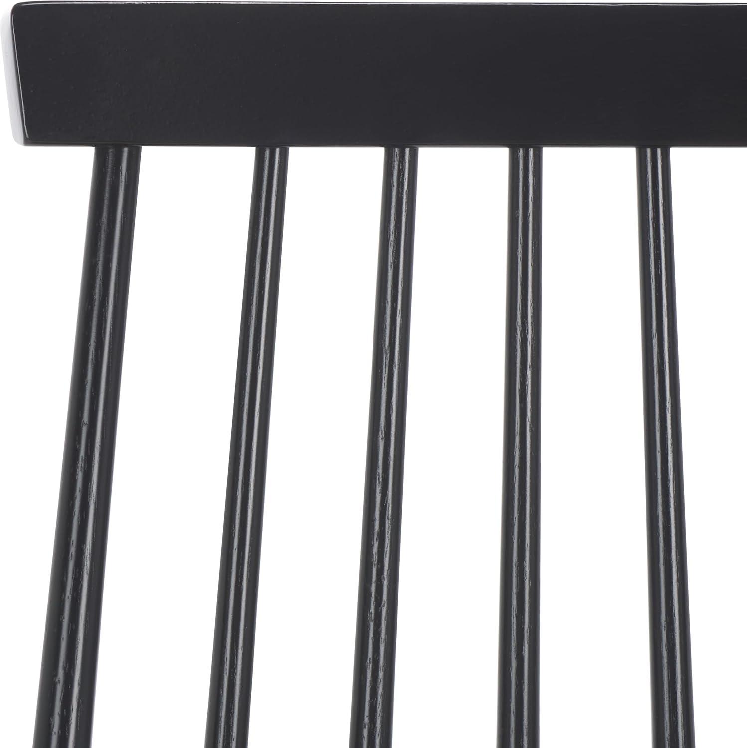 image:imageSAFAVIEH Home Collection Burris Farmhouse WhiteNatural Spindle Back Living Room Dining Room Bedroom Office Foyer Side ChairBlack