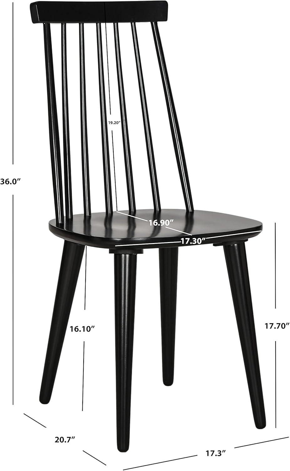 image:imageSAFAVIEH Home Collection Burris Farmhouse WhiteNatural Spindle Back Living Room Dining Room Bedroom Office Foyer Side ChairBlack