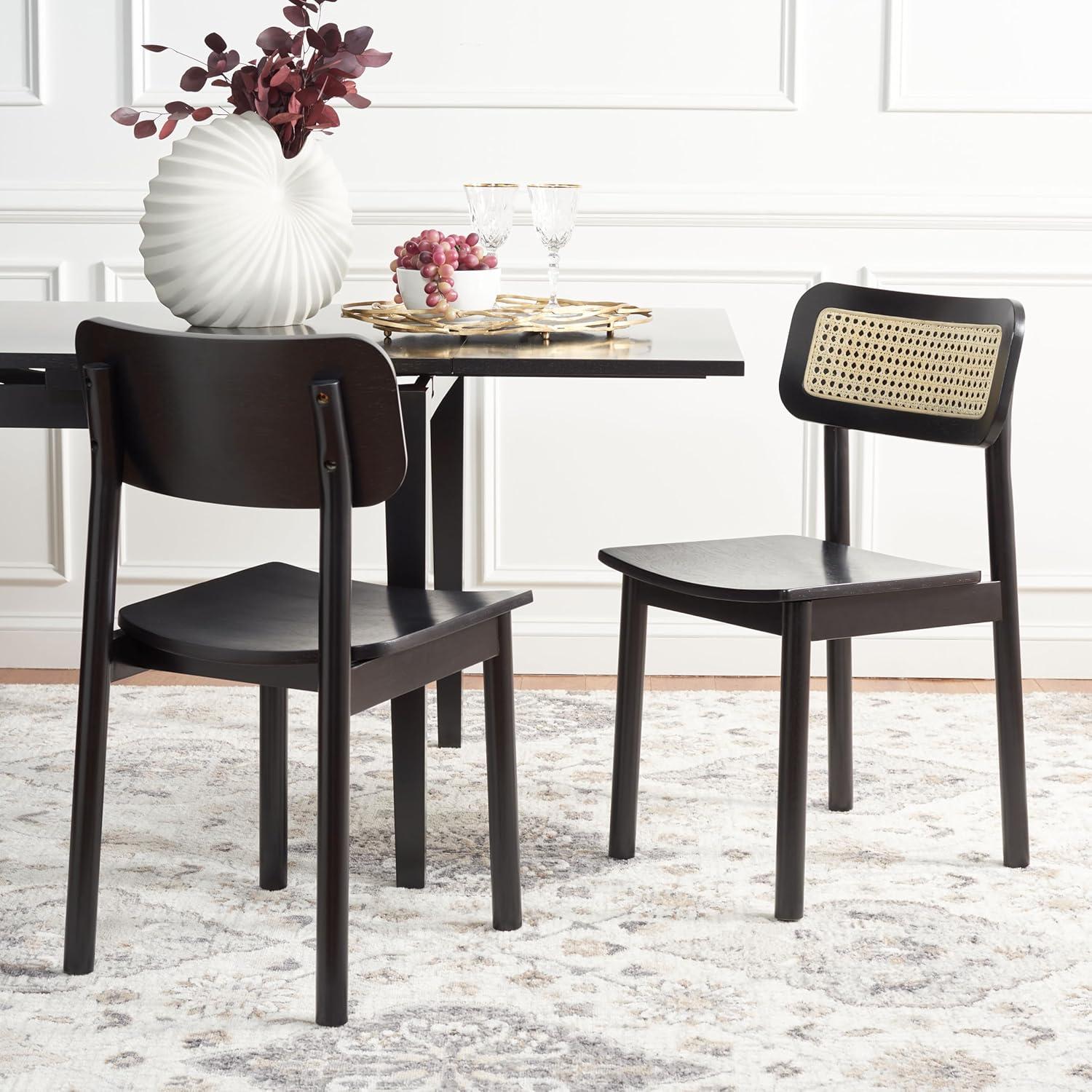 image:imageSAFAVIEH Home Collection Egon Coastal BlackNatural Dining Chair Set of 2BlackNatural