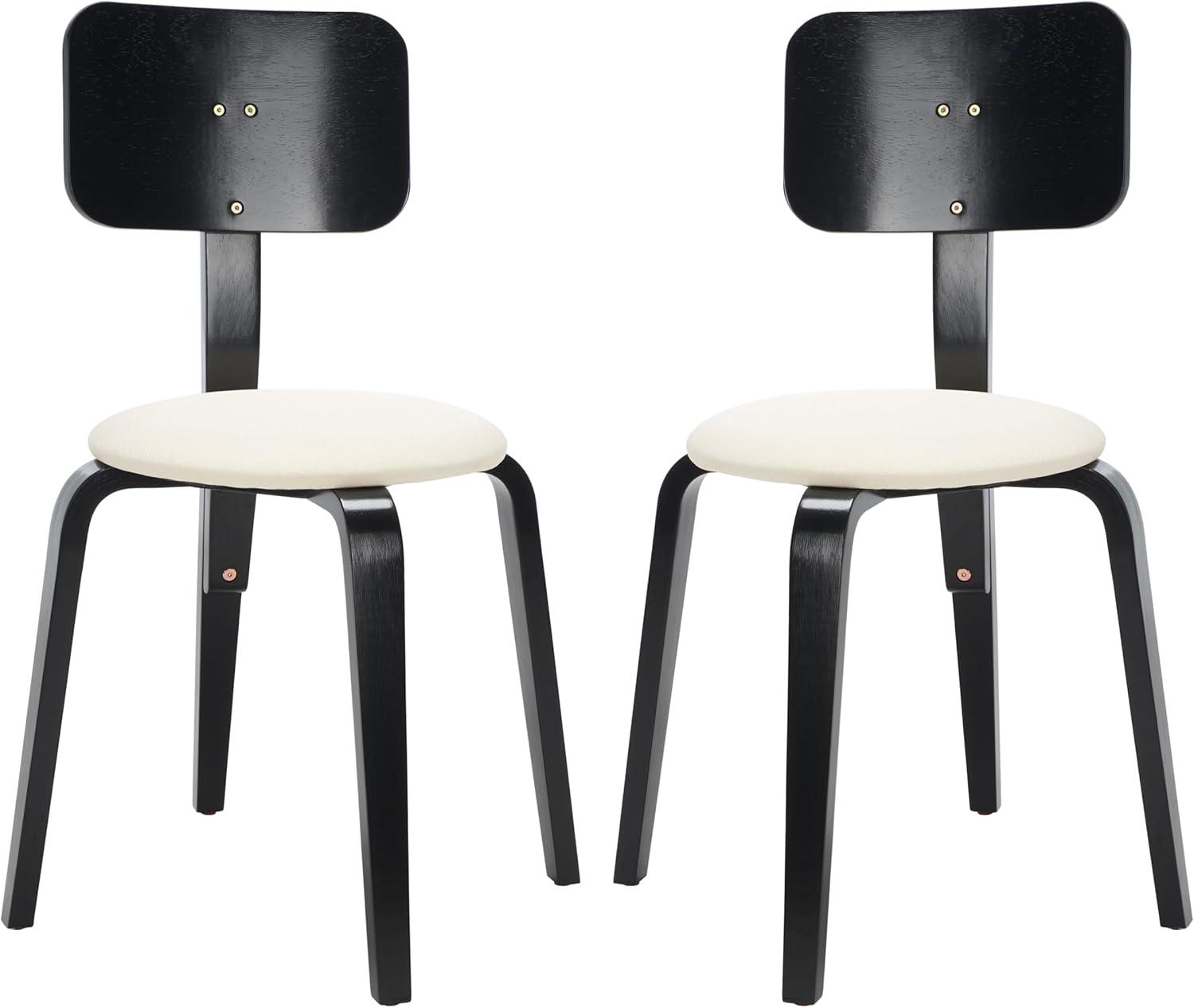 image:imageSAFAVIEH Home Collection Jo GreyCream Upholstered Stackable Dining Chair Set of 2BlackCreme