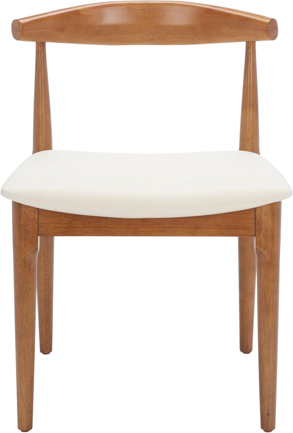 image:imageSAFAVIEH Home Collection Lionel Retro Walnut BrownWhite Cushion Dining Chair Set of 2 Fully AssembledWalnutWhite