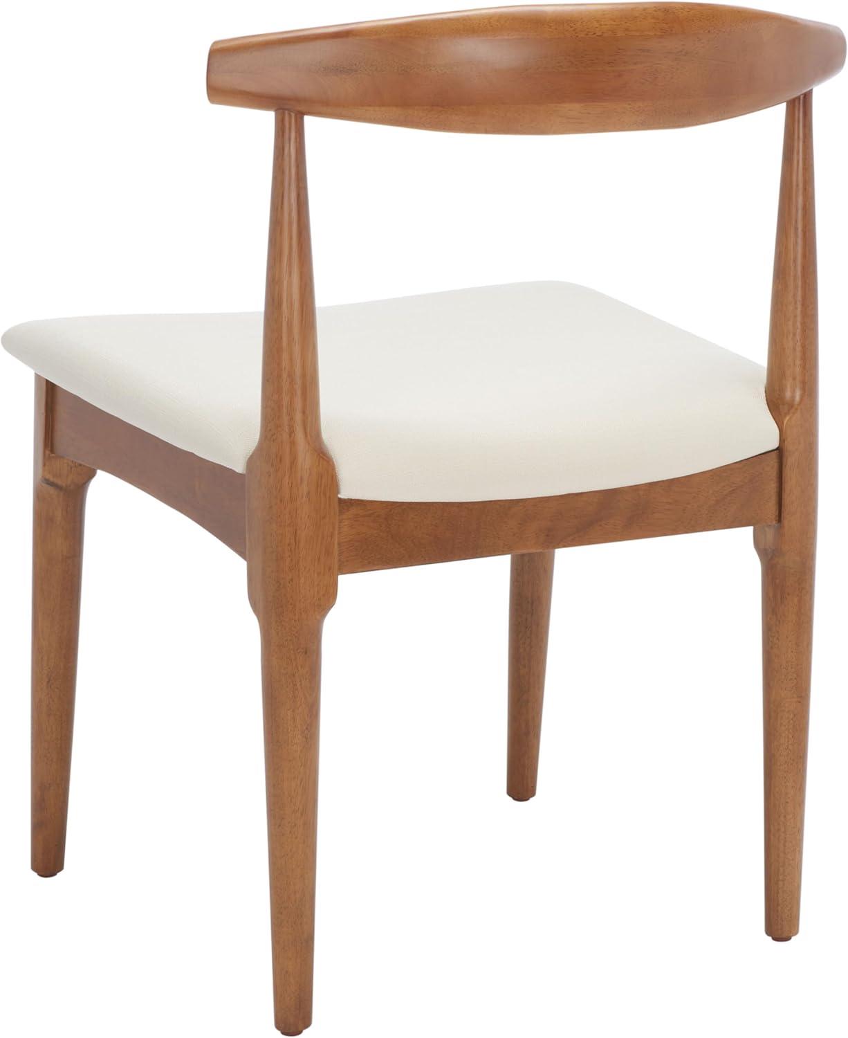 image:imageSAFAVIEH Home Collection Lionel Retro Walnut BrownWhite Cushion Dining Chair Set of 2 Fully AssembledWalnutWhite