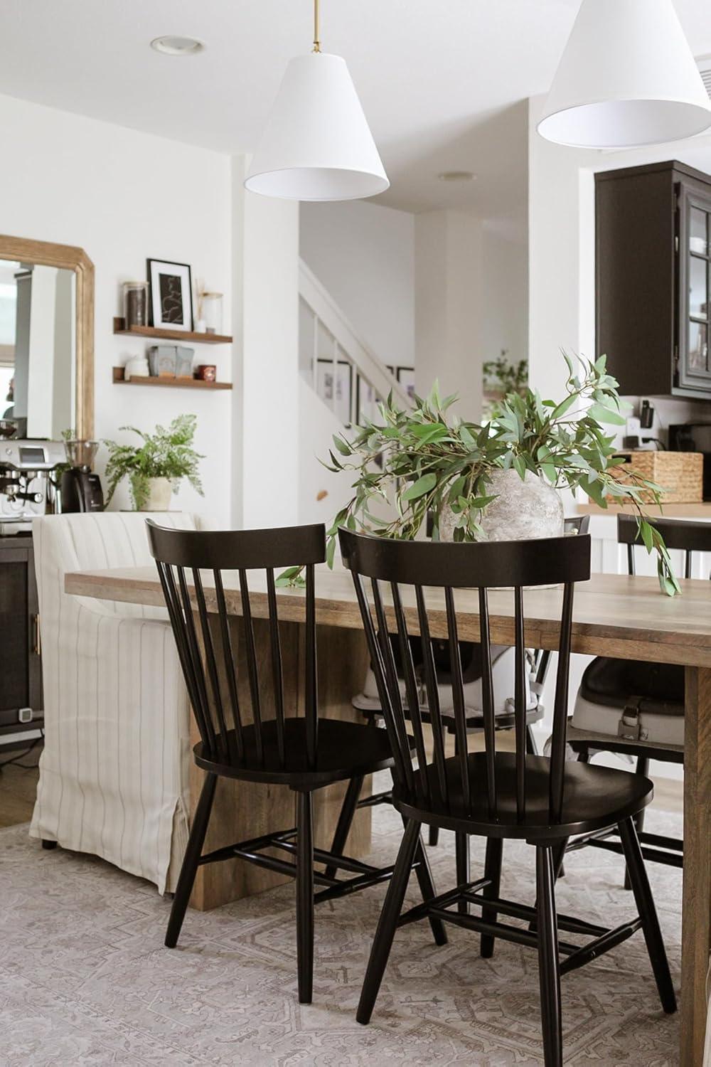 image:imageSAFAVIEH Home Collection Parker Farmhouse Raspberry Windsor Spindle Solid Wood Dining Chair Set of 2Black