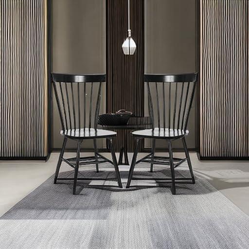 image:imageSAFAVIEH Home Collection Parker Farmhouse Raspberry Windsor Spindle Solid Wood Dining Chair Set of 2Black
