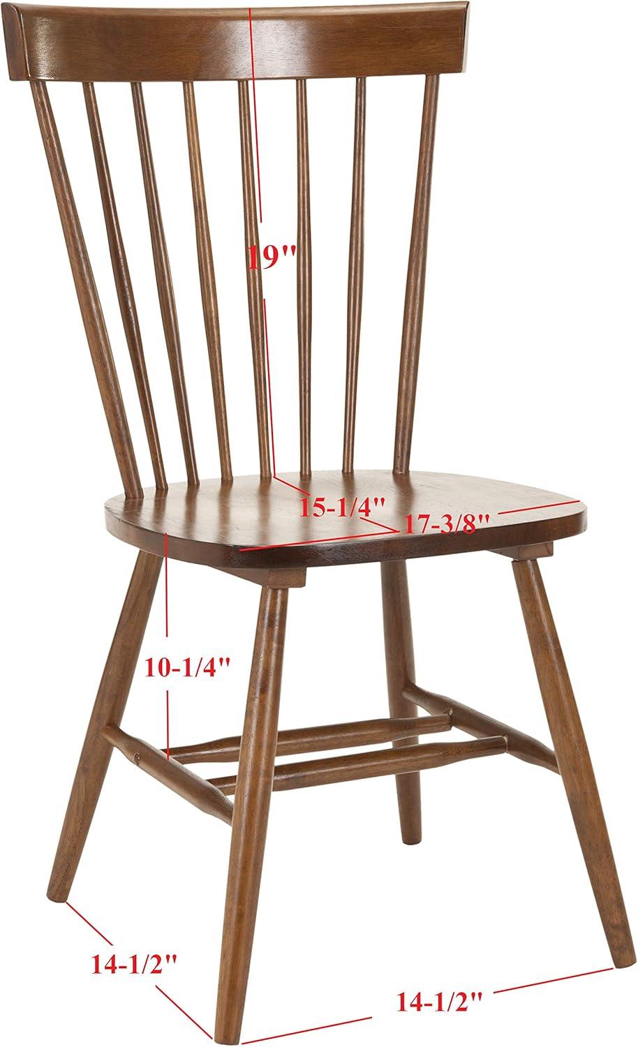 image:imageSAFAVIEH Home Collection Parker Farmhouse Raspberry Windsor Spindle Solid Wood Dining Chair Set of 2Dark Oak