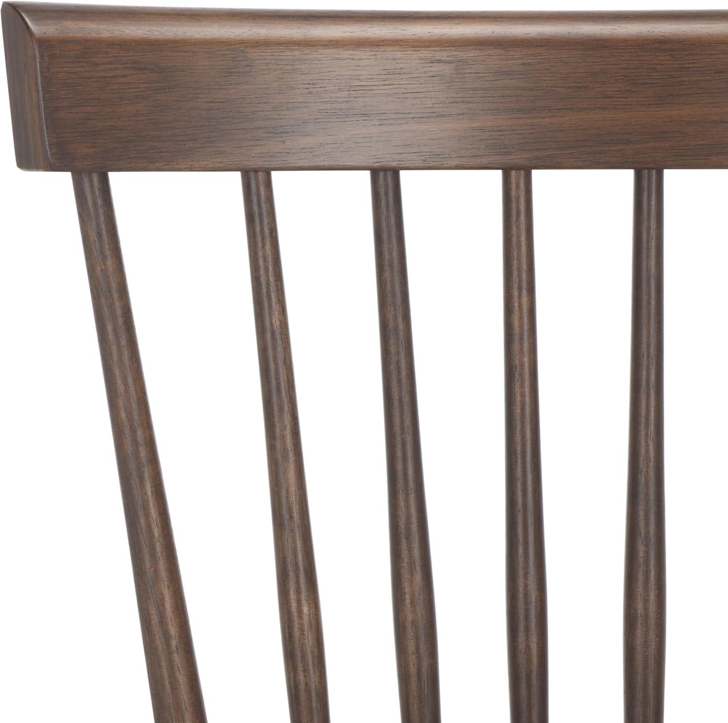 image:imageSAFAVIEH Home Collection Parker Farmhouse Raspberry Windsor Spindle Solid Wood Dining Chair Set of 2Dark Walnut