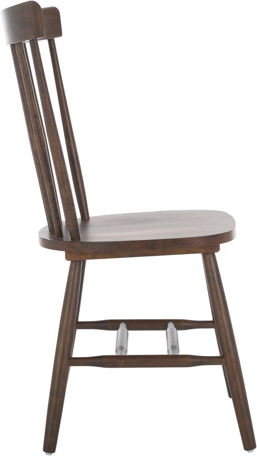 image:imageSAFAVIEH Home Collection Parker Farmhouse Raspberry Windsor Spindle Solid Wood Dining Chair Set of 2Dark Walnut