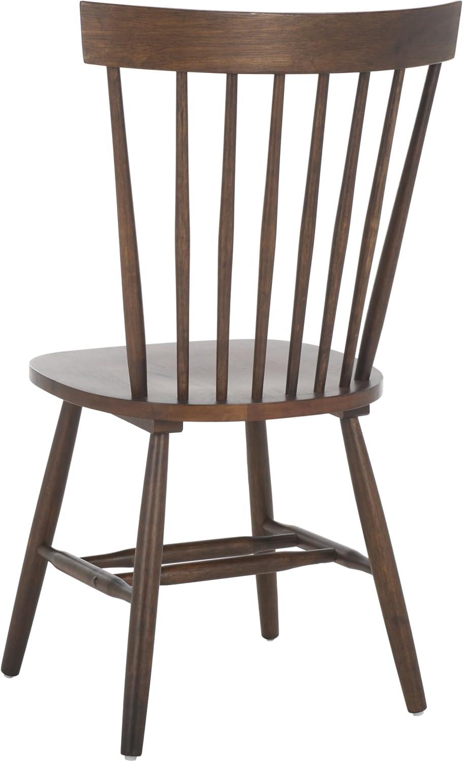 image:imageSAFAVIEH Home Collection Parker Farmhouse Raspberry Windsor Spindle Solid Wood Dining Chair Set of 2Dark Walnut