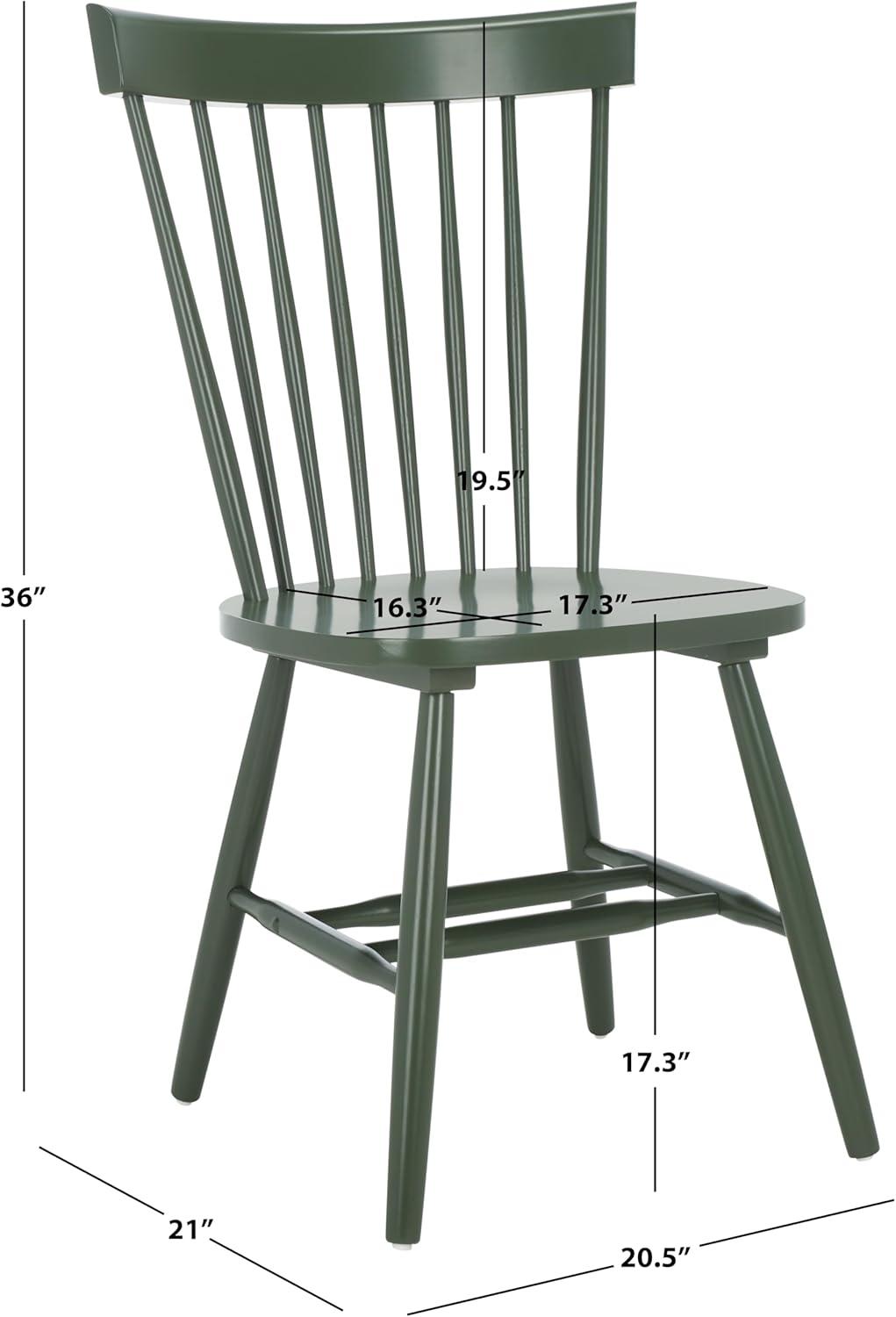 image:imageSAFAVIEH Home Collection Parker Farmhouse Raspberry Windsor Spindle Solid Wood Dining Chair Set of 2Dusty Green