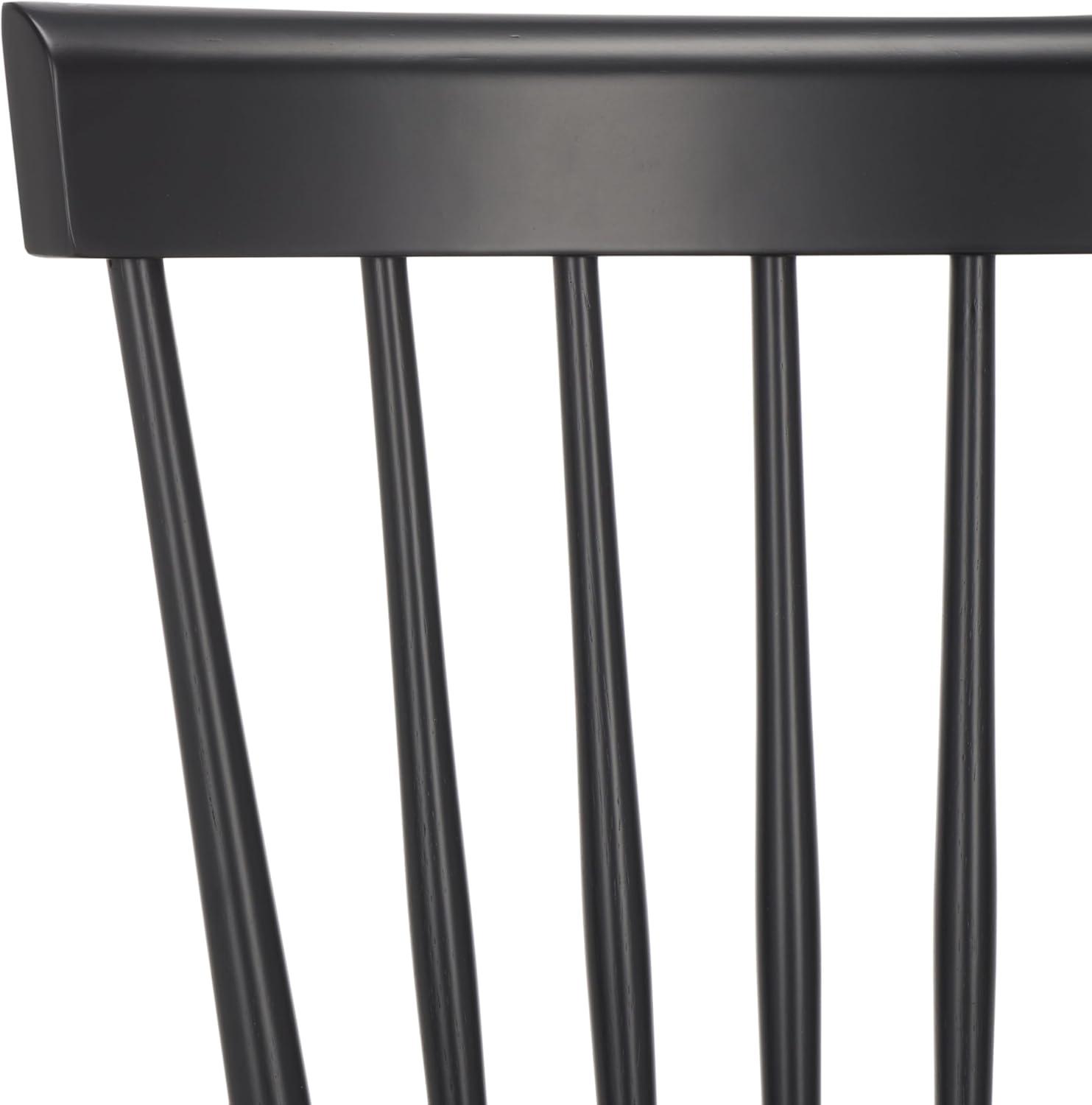 image:imageSAFAVIEH Home Collection Parker Farmhouse Raspberry Windsor Spindle Solid Wood Dining Chair Set of 2Matte Black