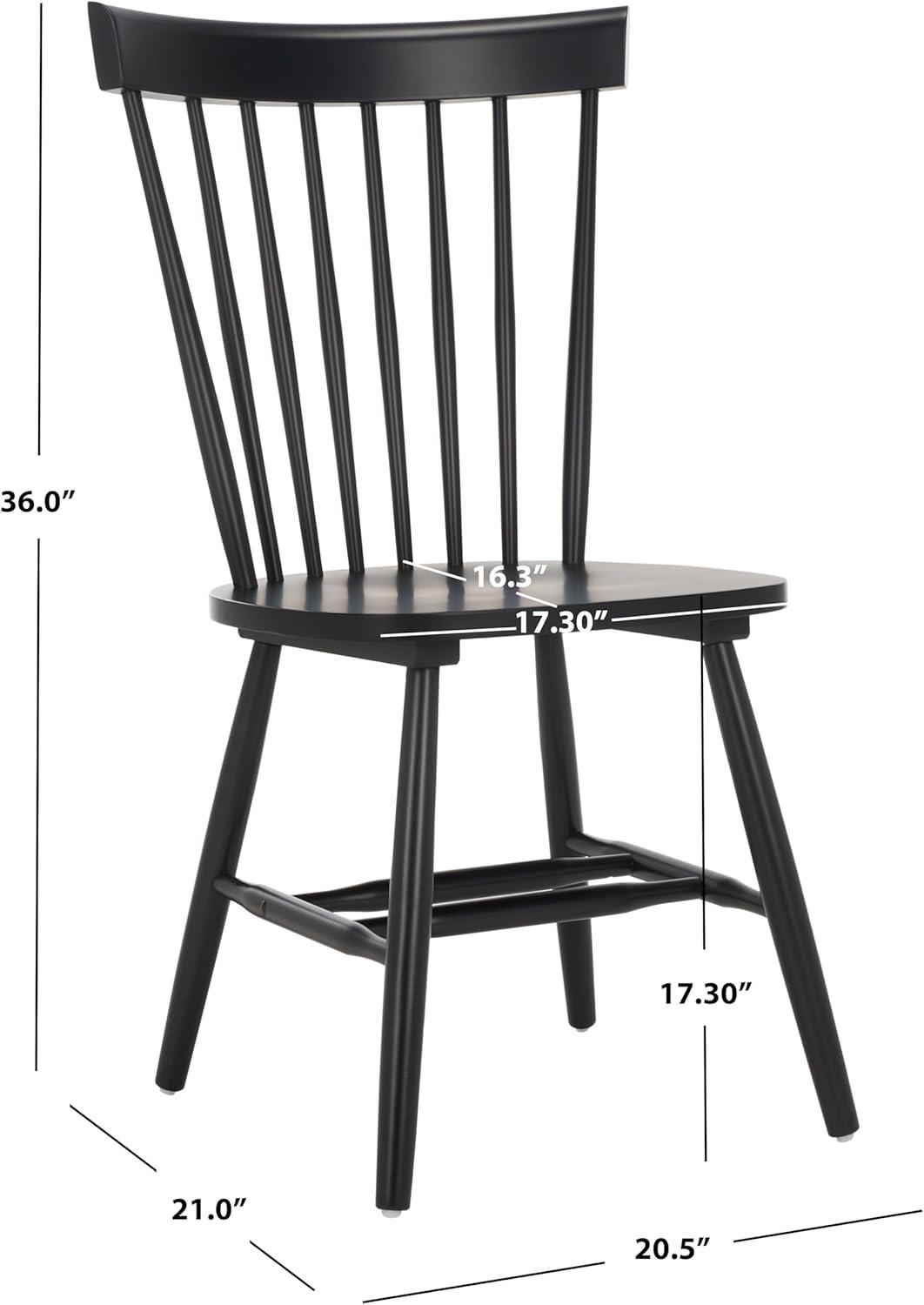 image:imageSAFAVIEH Home Collection Parker Farmhouse Raspberry Windsor Spindle Solid Wood Dining Chair Set of 2Matte Black