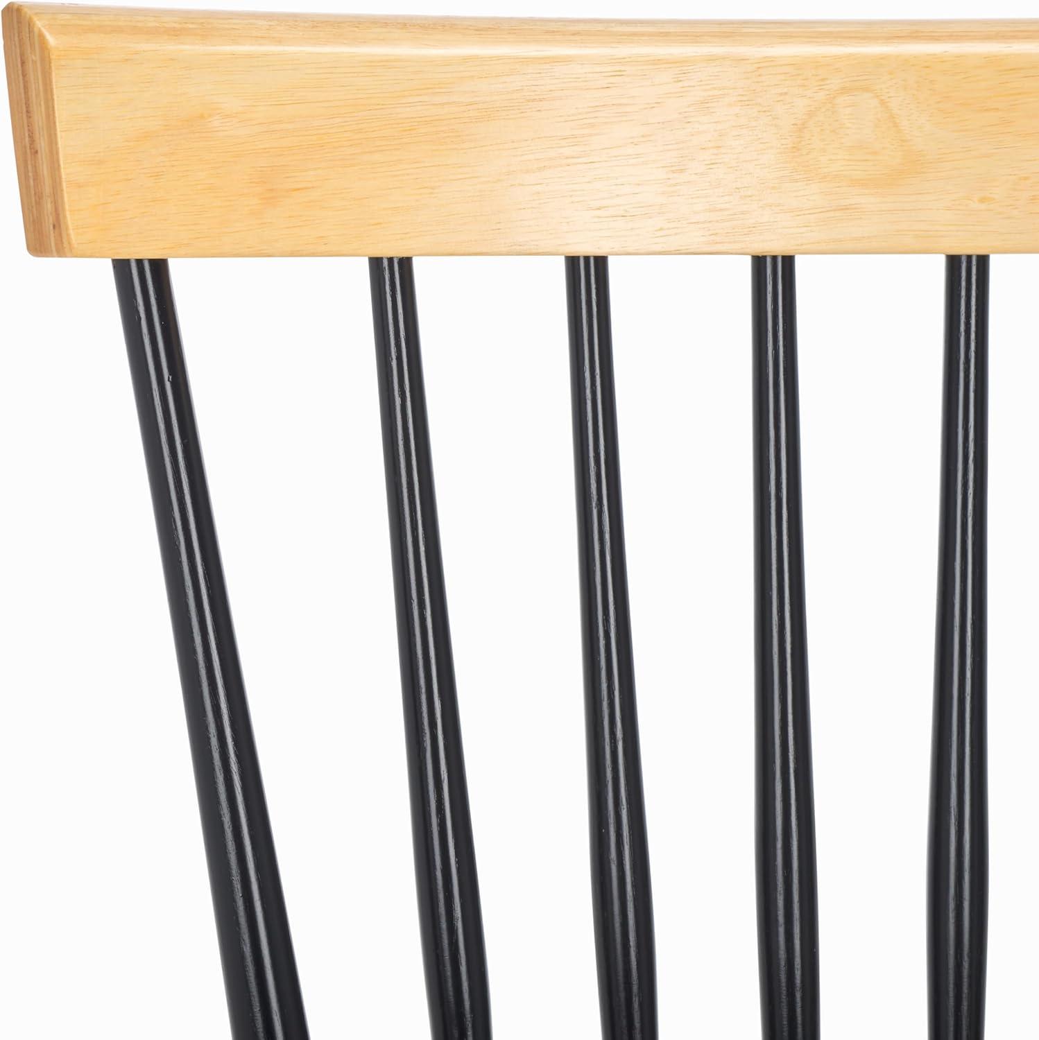 image:imageSAFAVIEH Home Collection Parker Farmhouse Raspberry Windsor Spindle Solid Wood Dining Chair Set of 2NaturalBlack