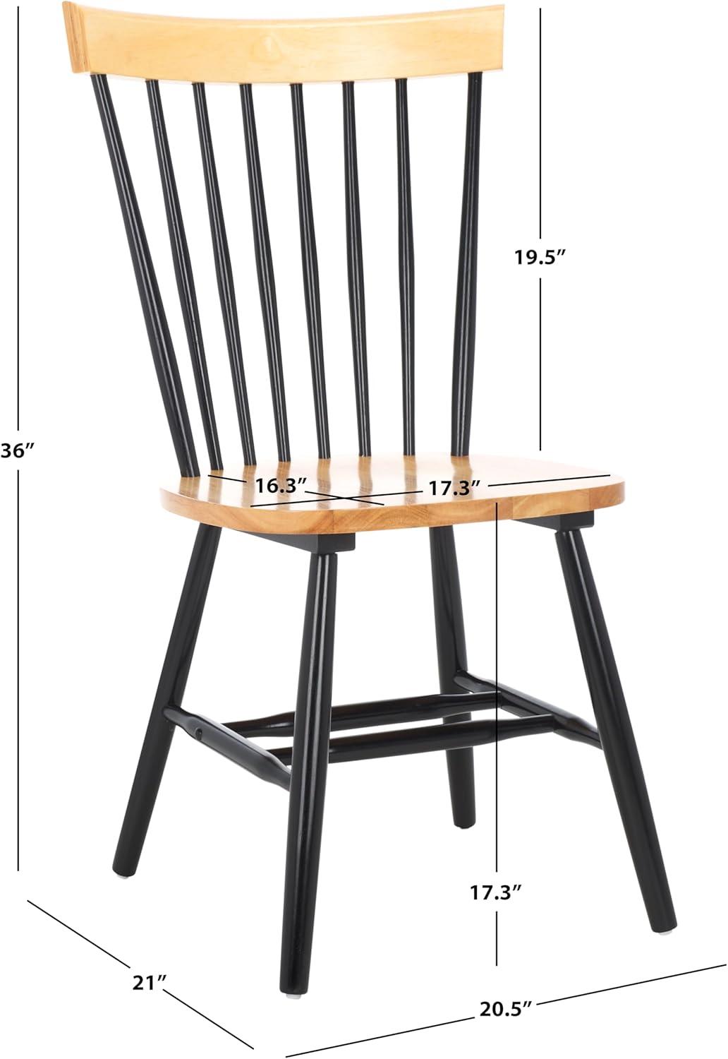 image:imageSAFAVIEH Home Collection Parker Farmhouse Raspberry Windsor Spindle Solid Wood Dining Chair Set of 2NaturalBlack