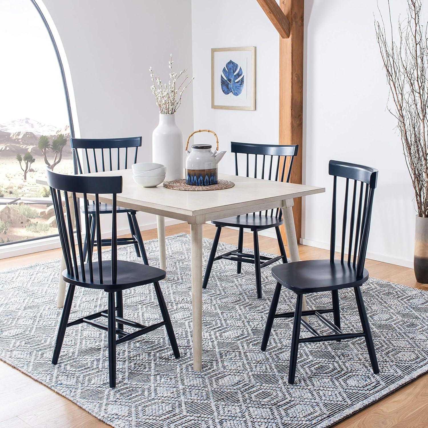 image:imageSAFAVIEH Home Collection Parker Farmhouse Raspberry Windsor Spindle Solid Wood Dining Chair Set of 2Navy
