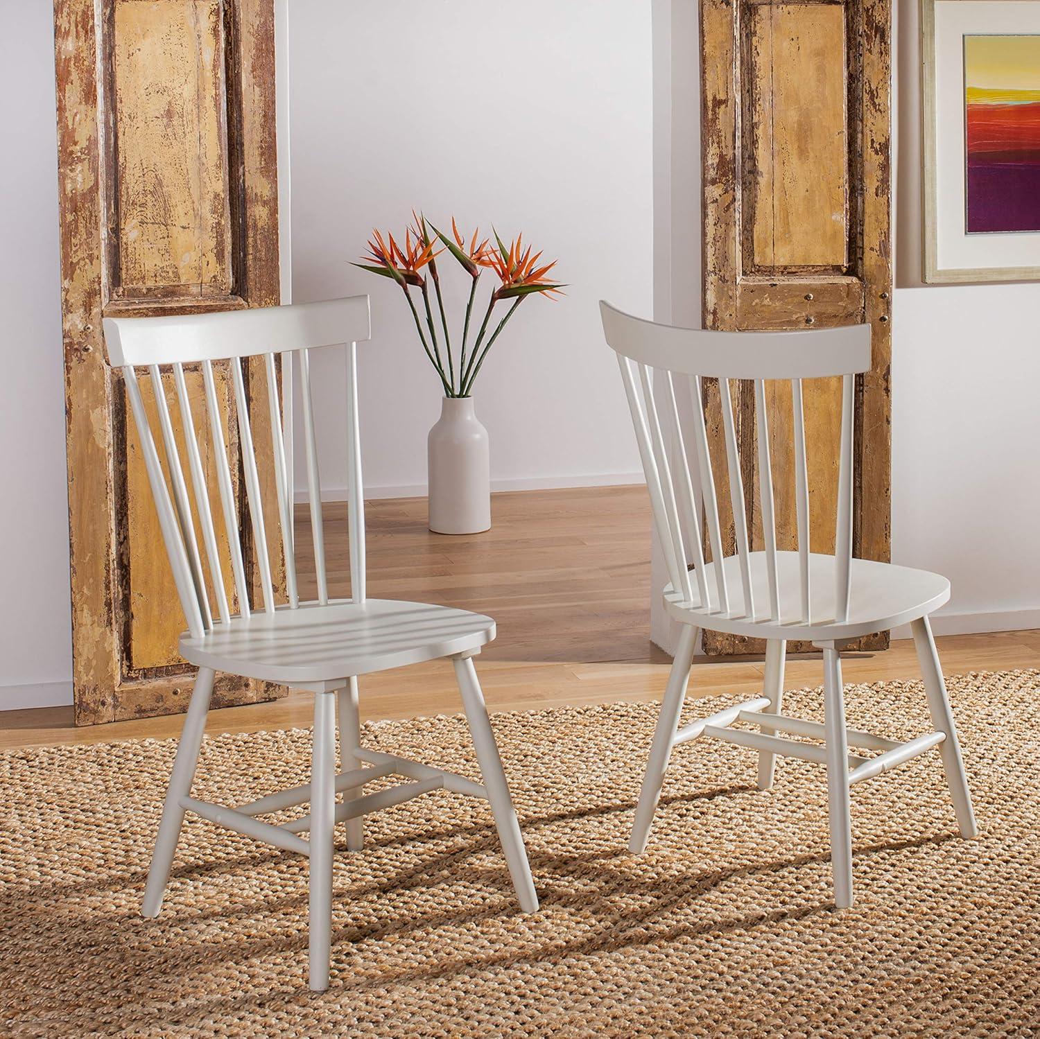 image:imageSAFAVIEH Home Collection Parker Farmhouse Raspberry Windsor Spindle Solid Wood Dining Chair Set of 2Off White