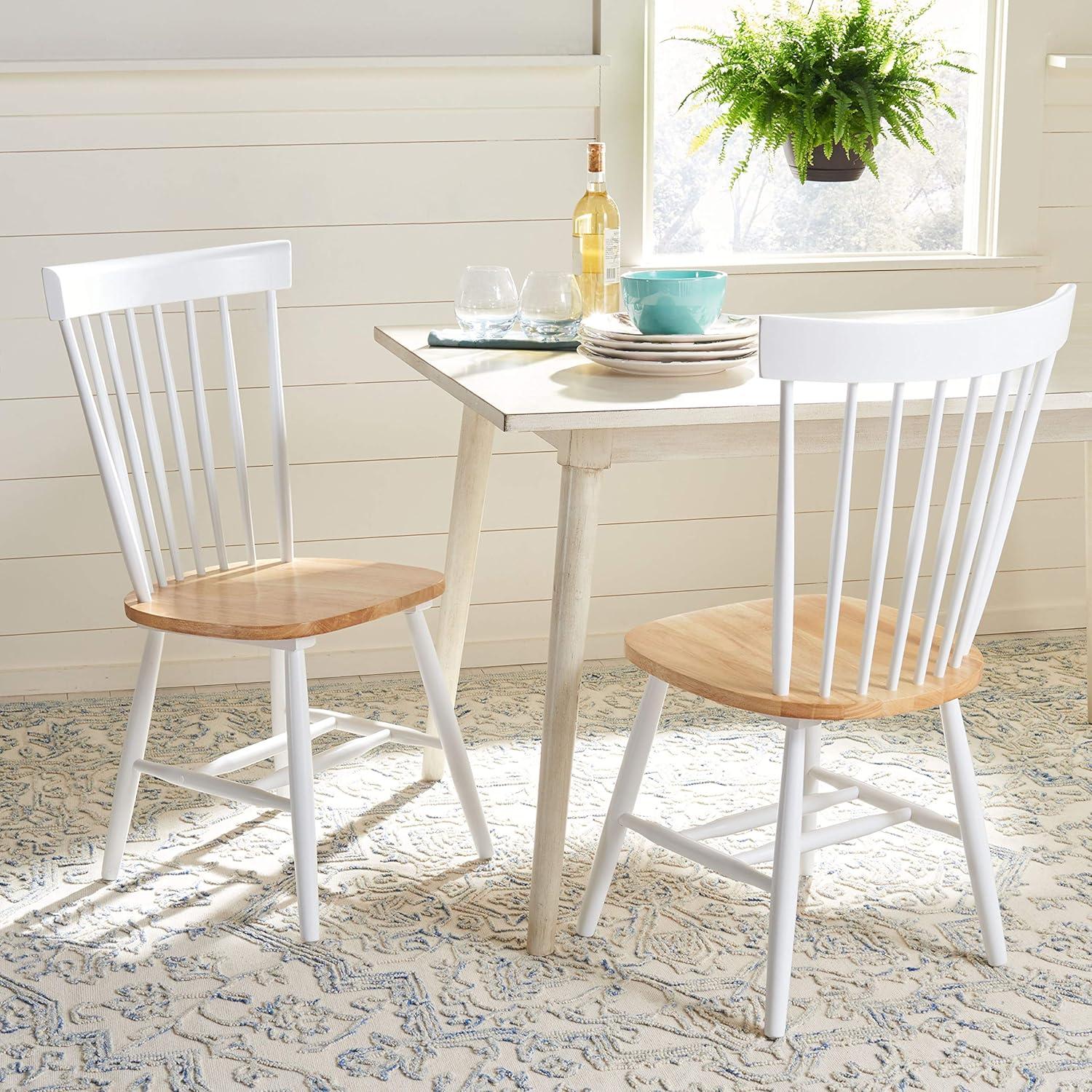 image:imageSAFAVIEH Home Collection Parker Farmhouse Raspberry Windsor Spindle Solid Wood Dining Chair Set of 2White Natural