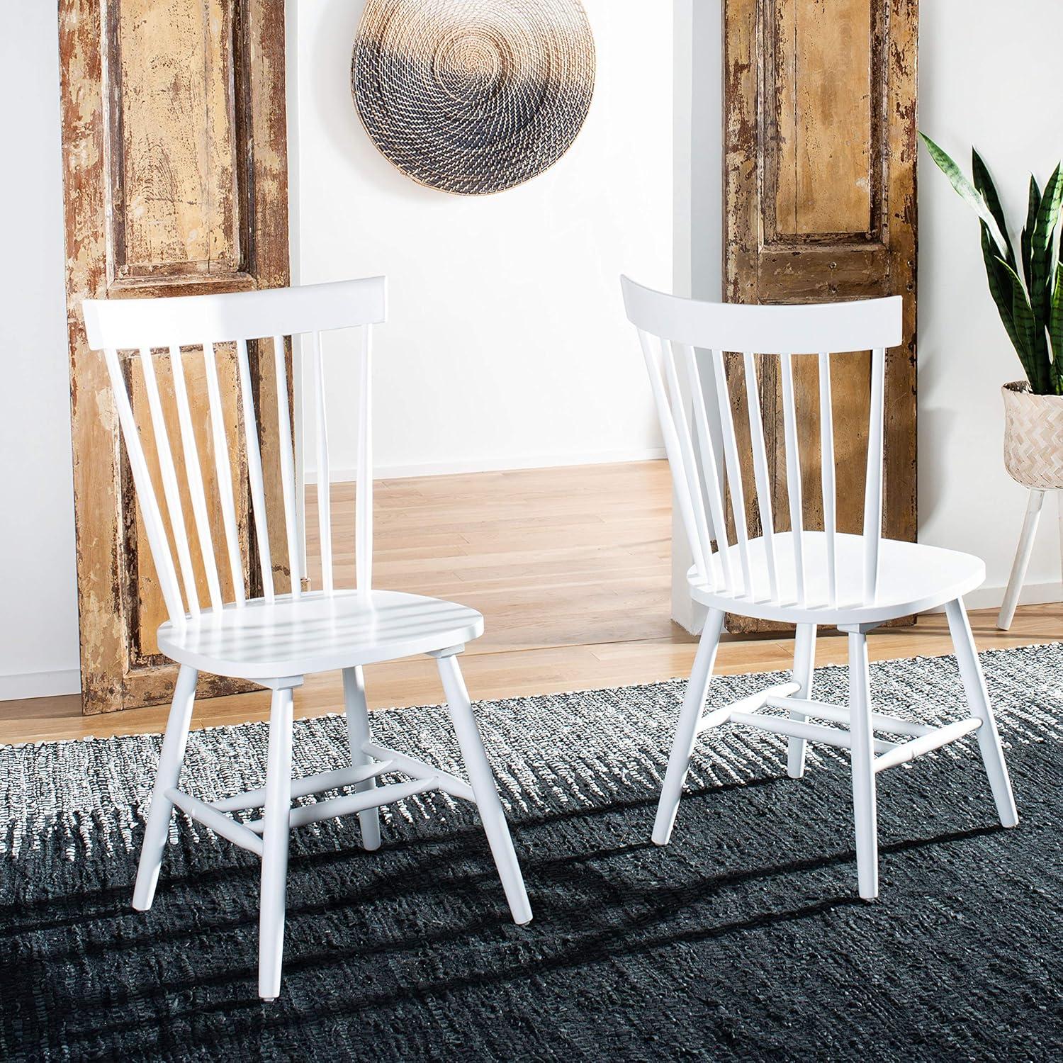 image:imageSAFAVIEH Home Collection Parker Farmhouse Raspberry Windsor Spindle Solid Wood Dining Chair Set of 2White
