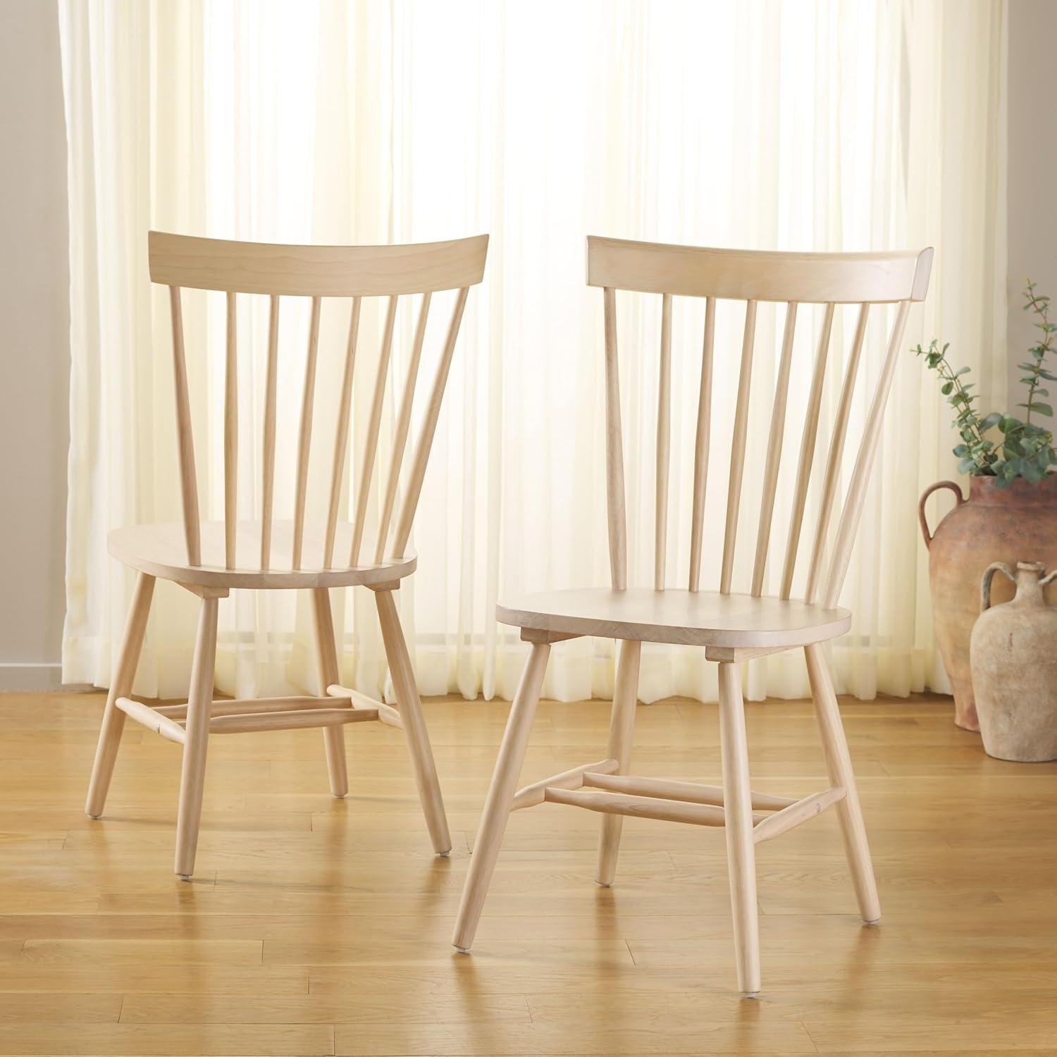 image:imageSAFAVIEH Home Collection Parker Farmhouse Raspberry Windsor Spindle Solid Wood Dining Chair Set of 2White Washed