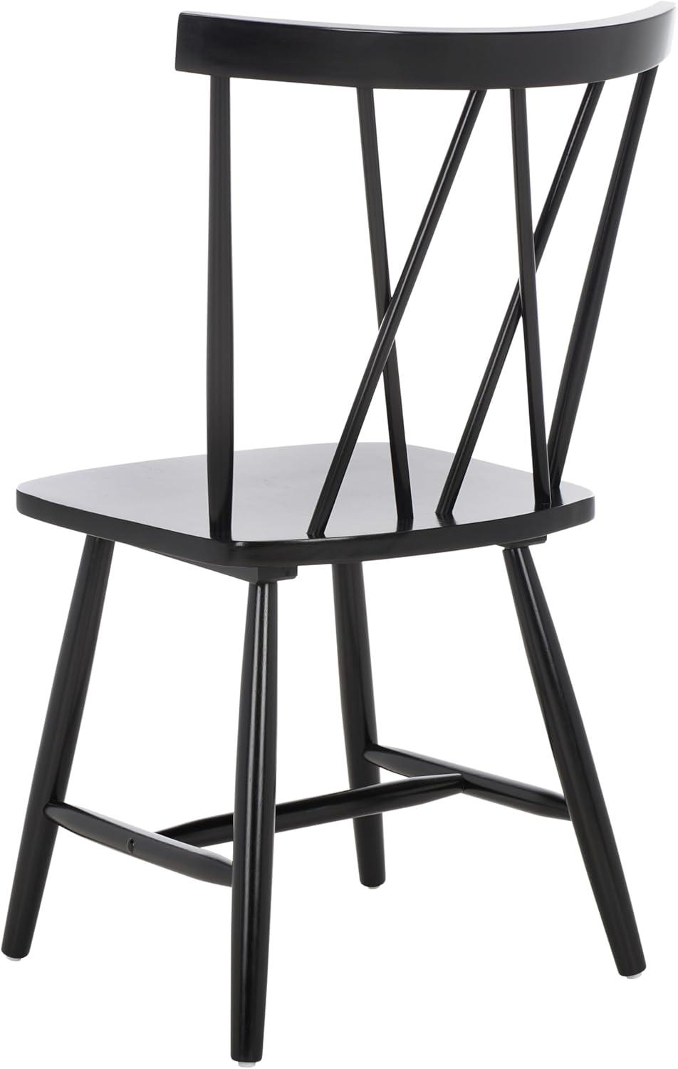 image:imageSAFAVIEH Home Collection Tayten Black Solid Wood Windsor Spindle Back Dining Chair Set of 2Black