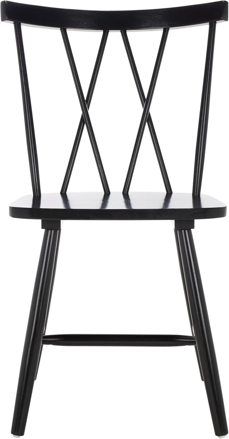 image:imageSAFAVIEH Home Collection Tayten Black Solid Wood Windsor Spindle Back Dining Chair Set of 2Black