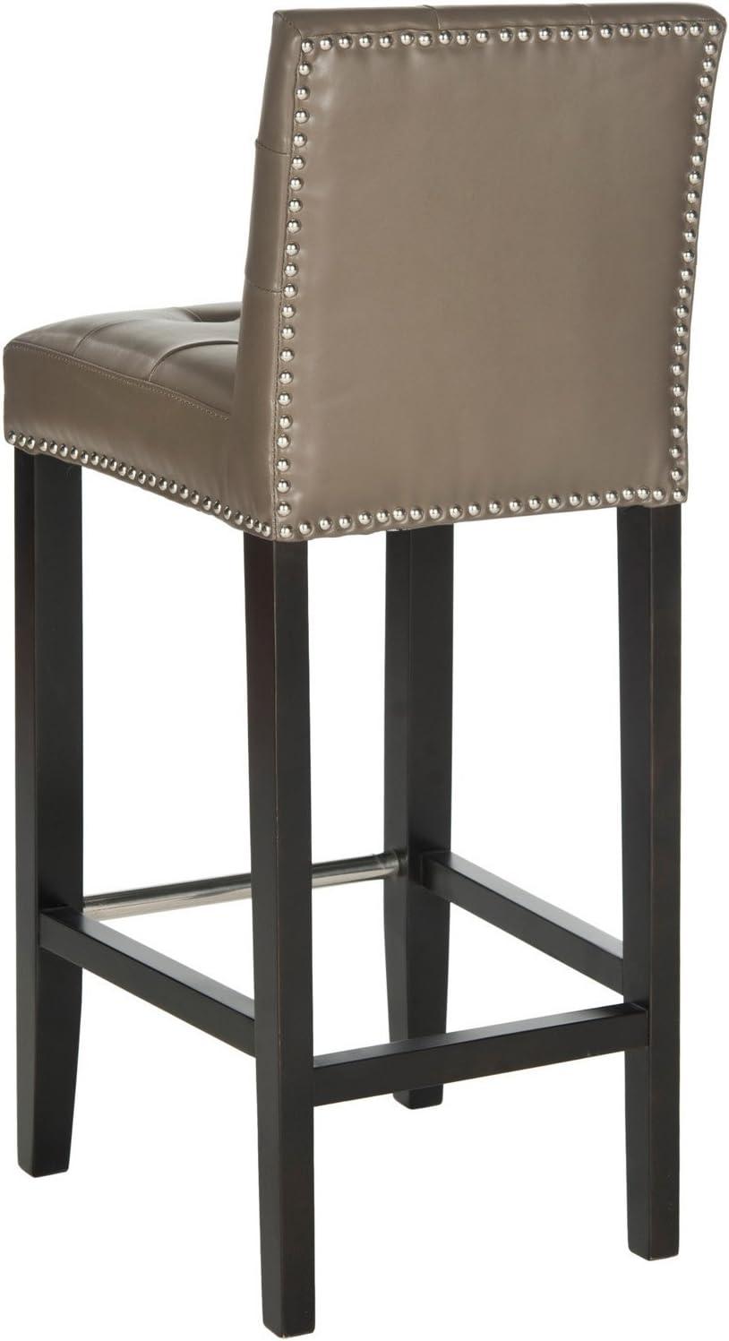 image:imageSAFAVIEH Home Collection Thompson Clay Faux Leather Espresso 30inch Nailhead Trim Tufted Kitchen Breakfast Nook Dining Pub Bar StoolAntique Brown