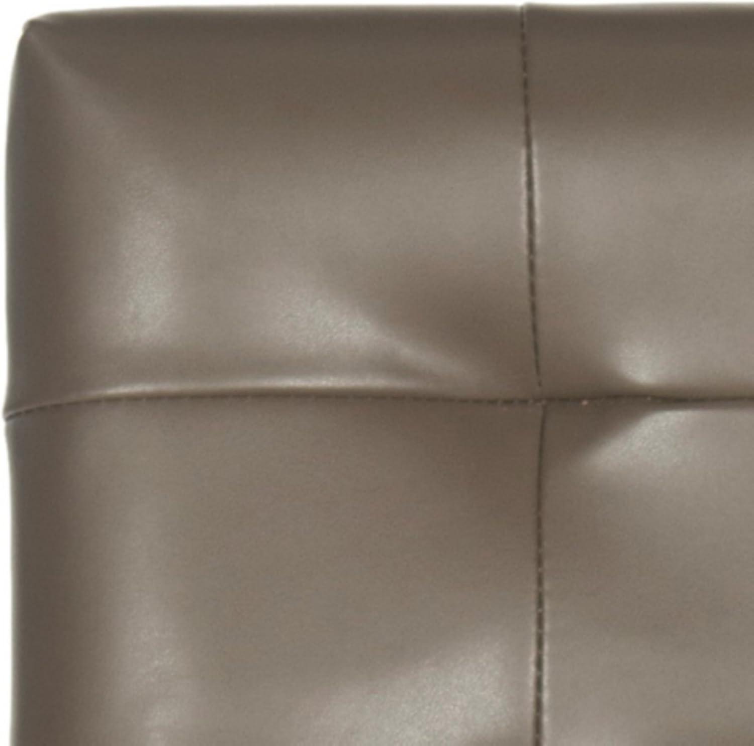 image:imageSAFAVIEH Home Collection Thompson Clay Faux Leather Espresso 30inch Nailhead Trim Tufted Kitchen Breakfast Nook Dining Pub Bar StoolAntique Brown